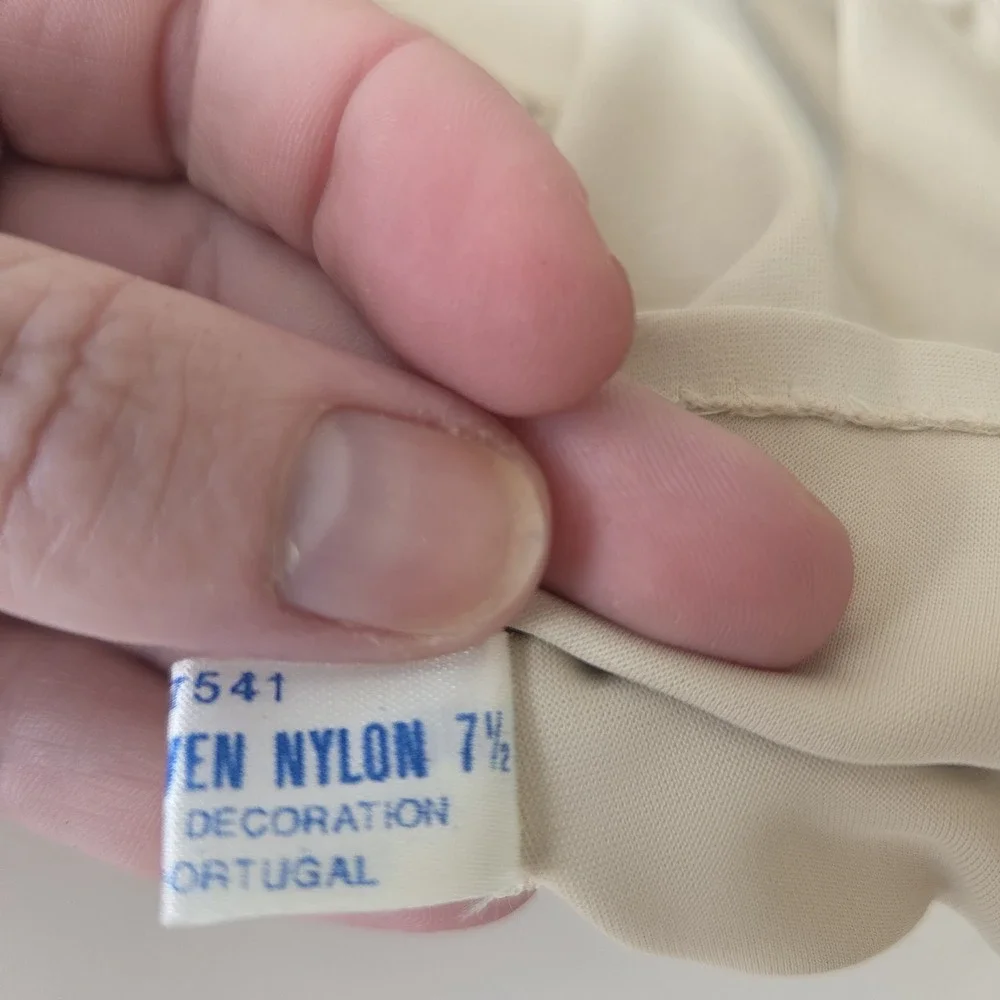 Vtg 50s 60s Womens 7 1/2 Dress Gloves Wrist White DW Double Woven Nylon‎